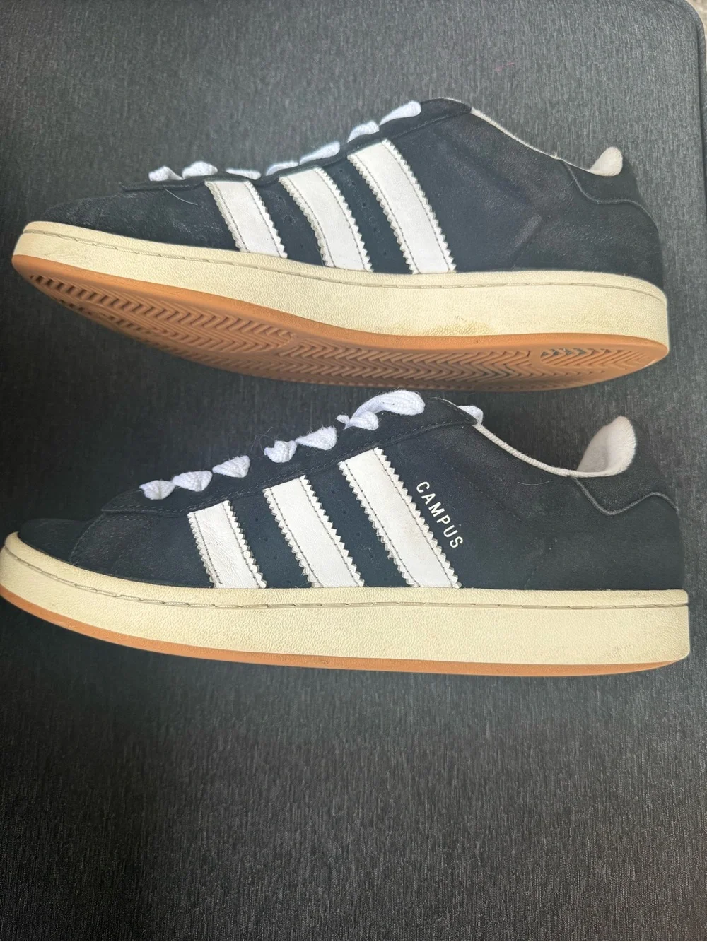 adidas Black and White Suede Low-Top Sneakers